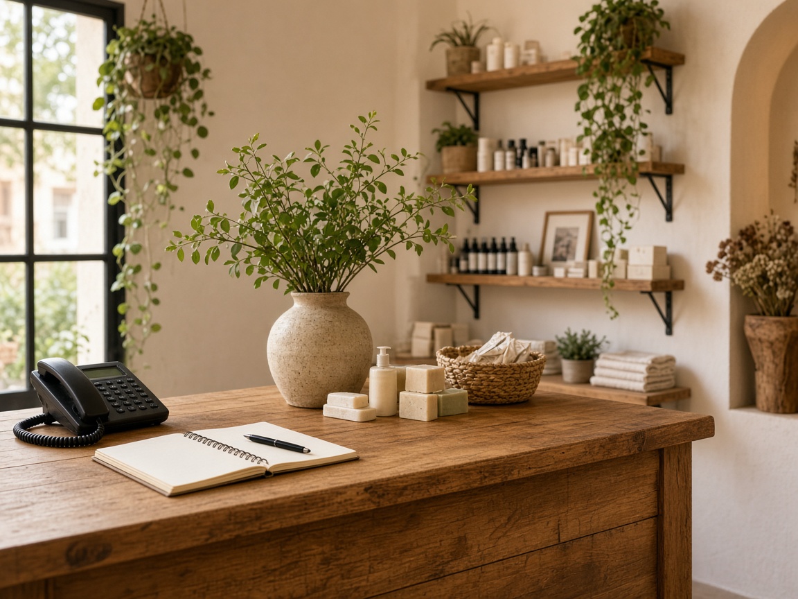 Contact desk at Terraport Soap Atelier in Guadalajara
