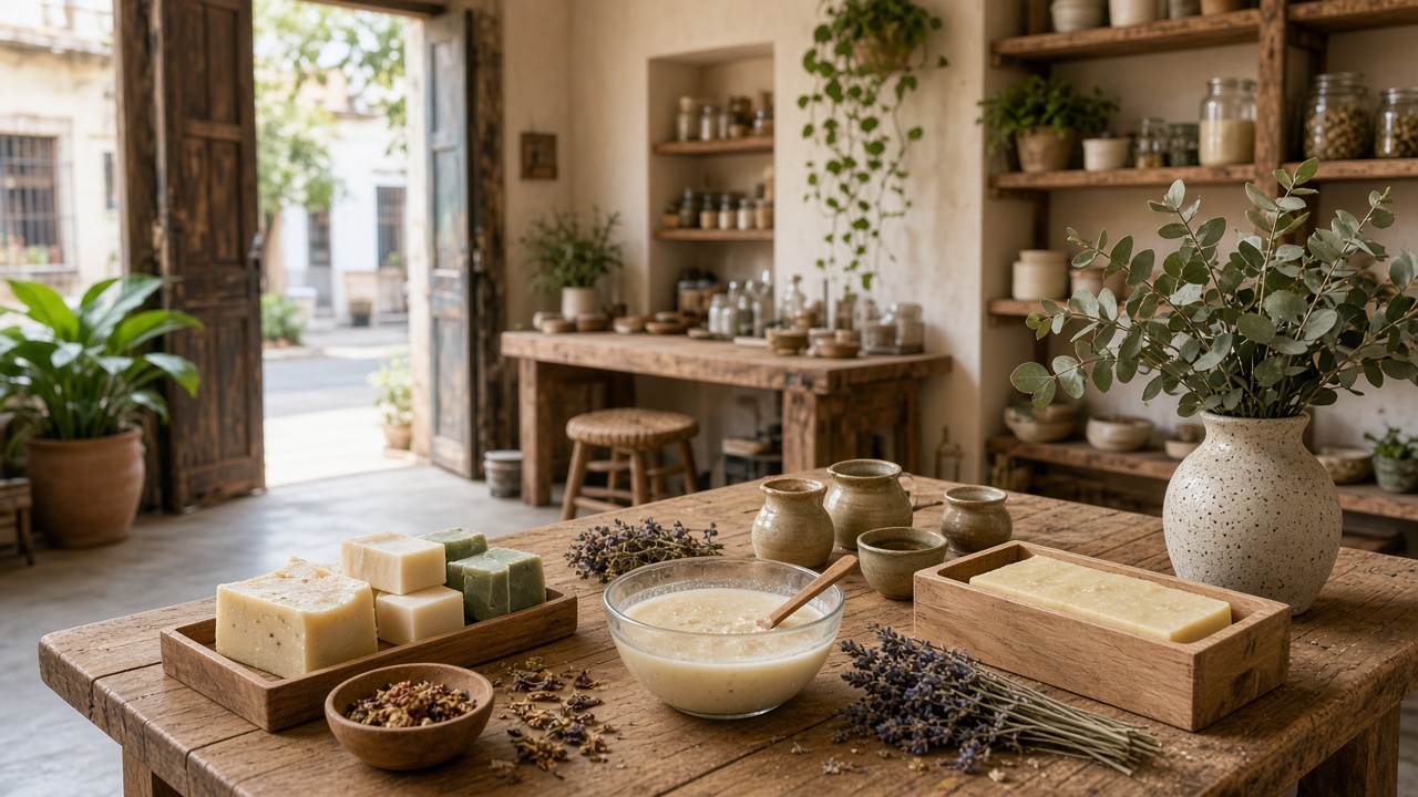 Soap-making craft workshop workspace at Terraport Soap Atelier